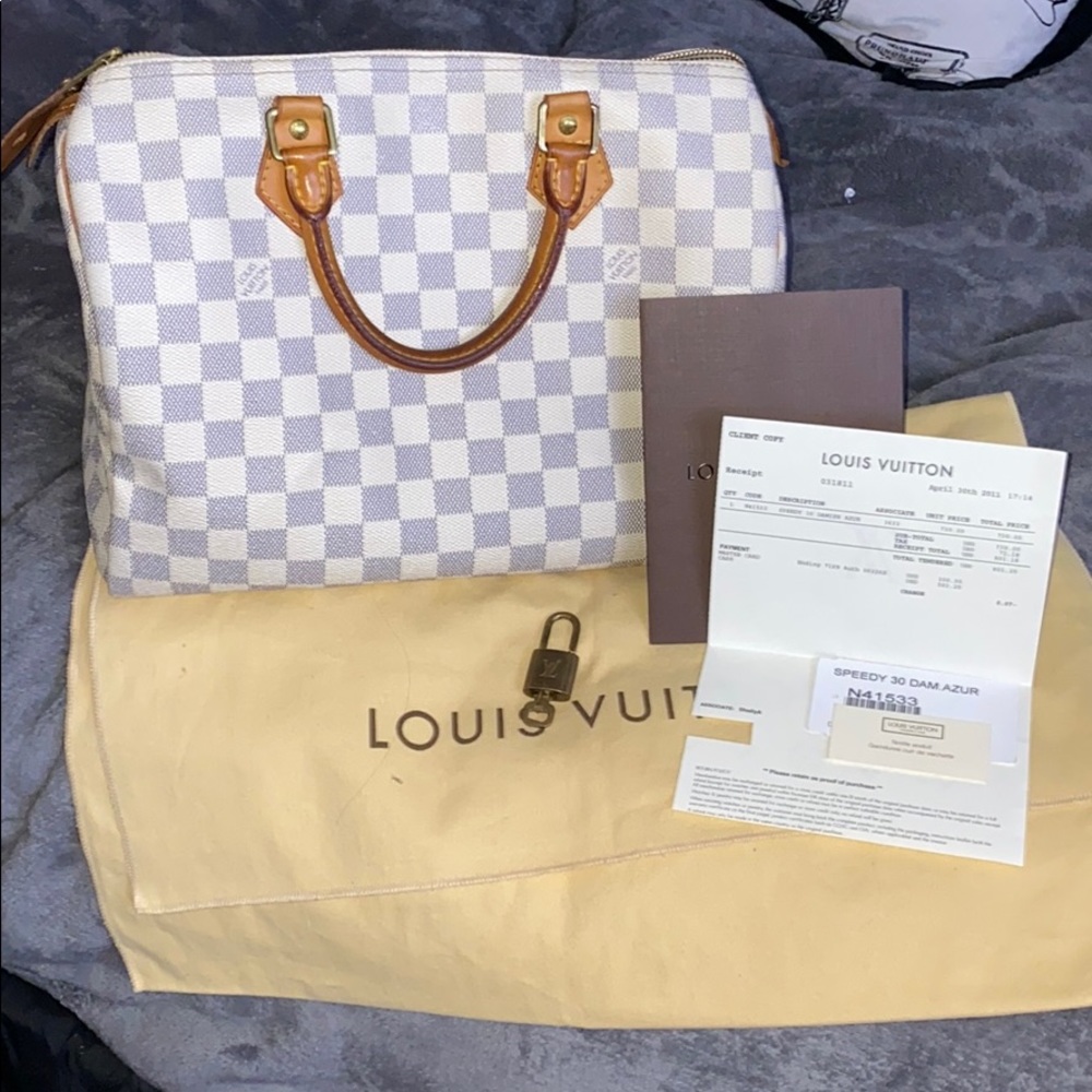 100% Authentic Louis Vuitton Speedy 30 Azur